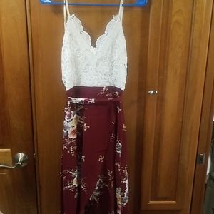 High low white and floral dress